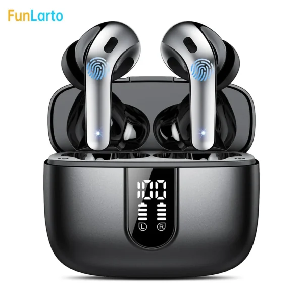 Écouteurs Bluetooth sans fil, 50 heures de lecture, écouteurs étanches IPX7, affichage de l'alimentation LED, iOS, téléphone portable Android, sports
