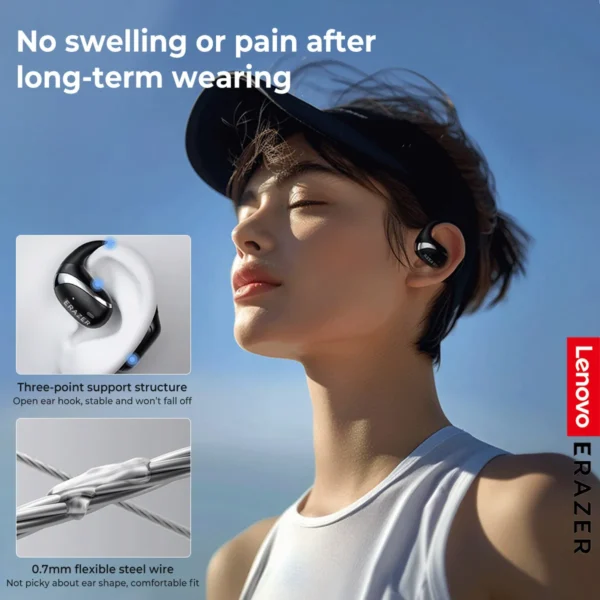 Lenovo-Écouteurs Bluetooth sans fil ERAZER X9, casque OWS Sports, casque ouvert avec micro, réduction du bruit, étanche, son injuste – Image 4